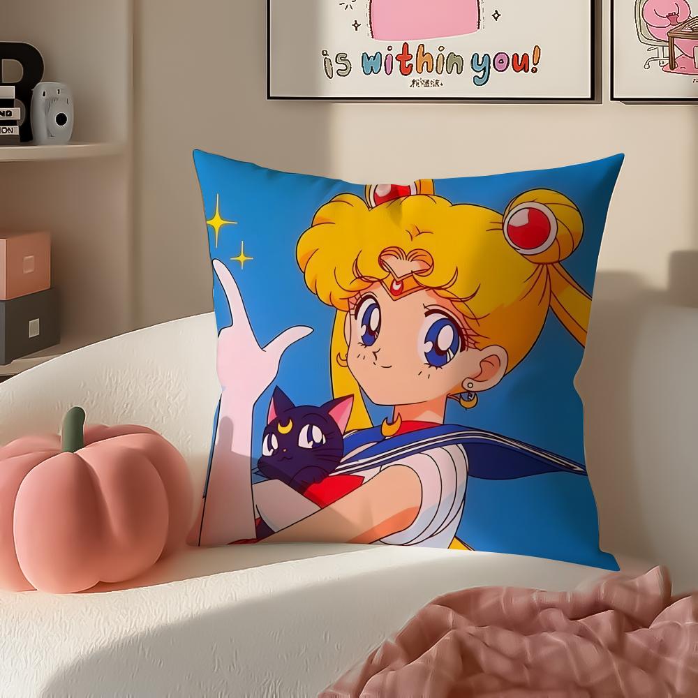 Magical Girly Cute Anime SSailor MMoon Cushion Cover Pillowcase Short Plush Invisible zipper Room Sofa Cushion Cover 30X30cm