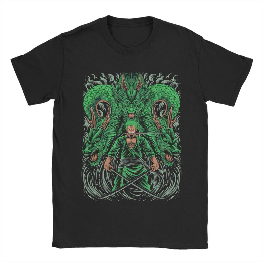 Mens Zoro Roronoa Three Sword Style Ones Pieces T Shirt Pure Cotton Clothes Vintage Round Collar Tees Gift Idea TShirt