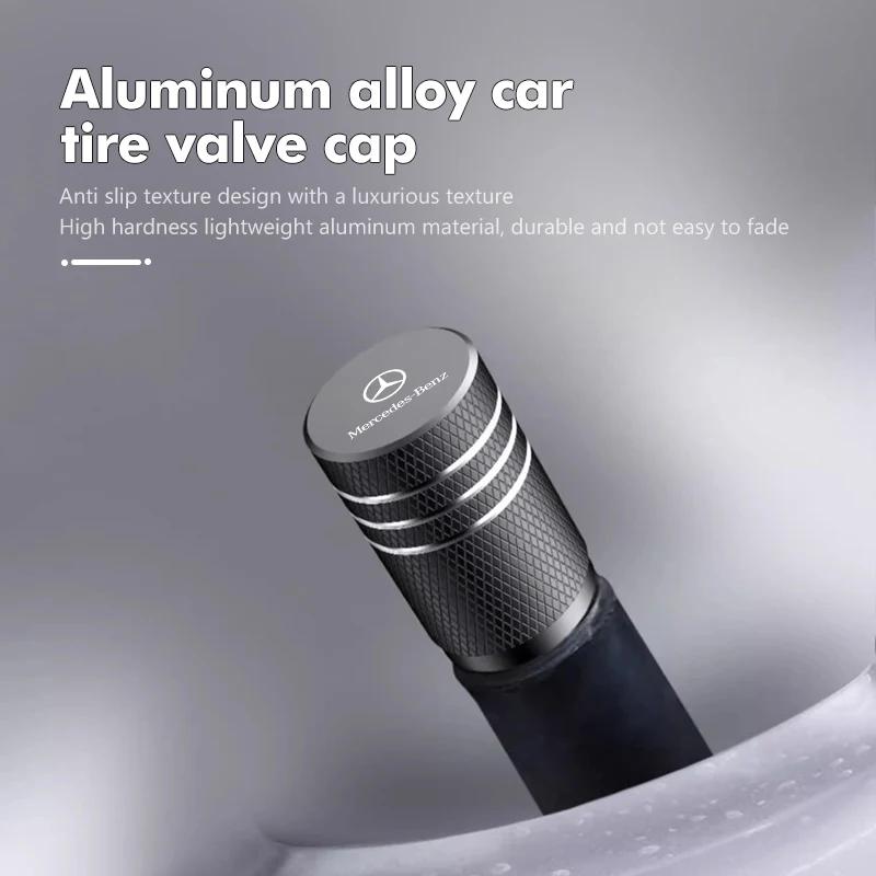 For Mercedes Benz 4pcs Car Aluminum Valve Caps Dustproof Tire Rim Stem Cap For Mercedes Benz W211 W124 W176 W177 C180 C200 C260