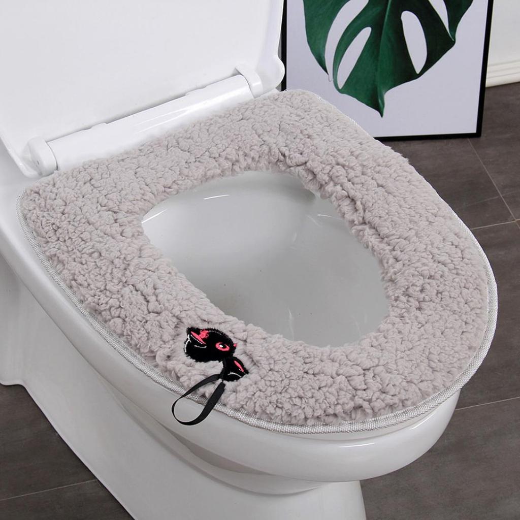 Home Bathroom Washable Winter Warm Seat Lid Soft Toilet Cover Mat Pad Cushion MIT