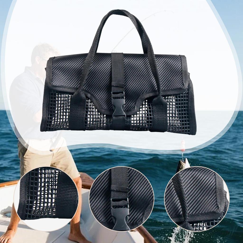 Fishing Jig Bag Large,Washable Storage,Heavy Duty,Mesh Pocket,Portable Padded Handle PVC Tackle Gear Pouch Jigging Lure Bag