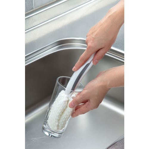 Mameita Water Bottle Washer, White (Extended), 6cm Wide X 5cm Deep X 38.5cm High, Kitchen Sponge, 3D Knit Net, for Washing Cups and Bottles, Foaming,