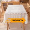 Practical Antique Lace Hollow Tablecloth European White Table Cover Universal Embroidered Floral Table Linen Afternoon Tea