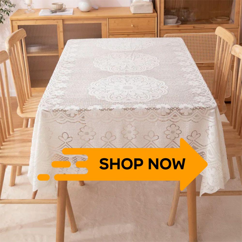 Practical Antique Lace Hollow Tablecloth European White Table Cover Universal Embroidered Floral Table Linen Afternoon Tea