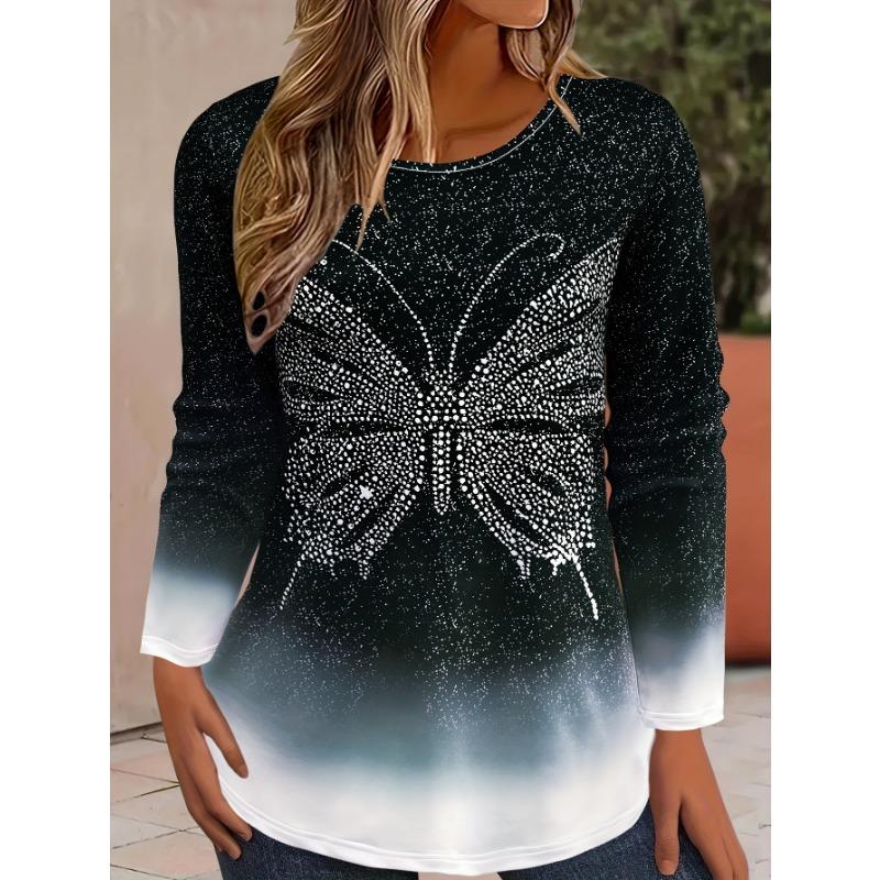 Vánoční téma Sněhová vločka 3D tisk Tričko s dlouhým rukávem do O-výstřih Móda Dámské oblečení Běžné oblečení y2k Harajuku Dámské oblečení