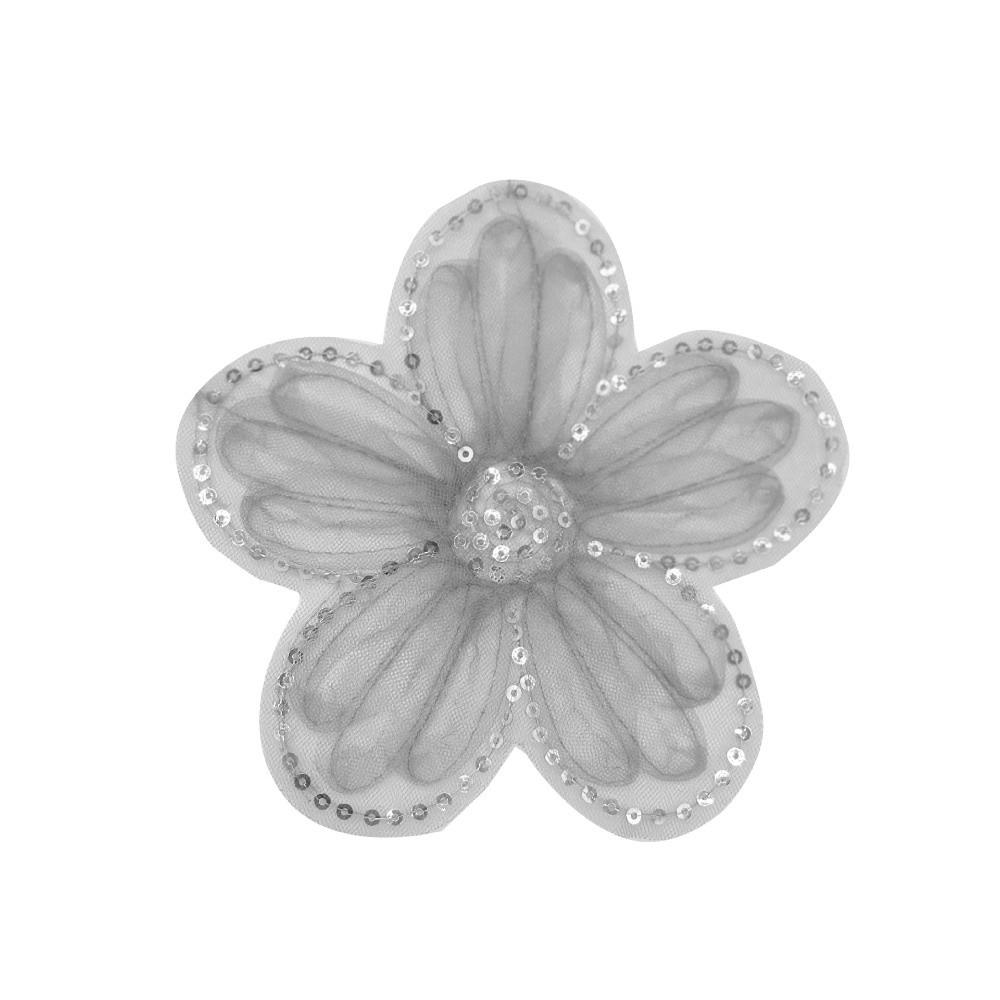 

Fashion Mesh Lace Sequined 3D Organza Flowers Flower Bead Corsage 3D Organza Applique Wedding Dress Applique Wedding Dress сірий