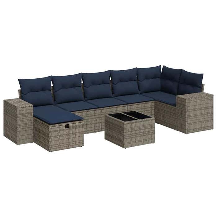 VidaXL Garden Lounge Set 8 Pcs with Grey Cushions Wicker 3325717