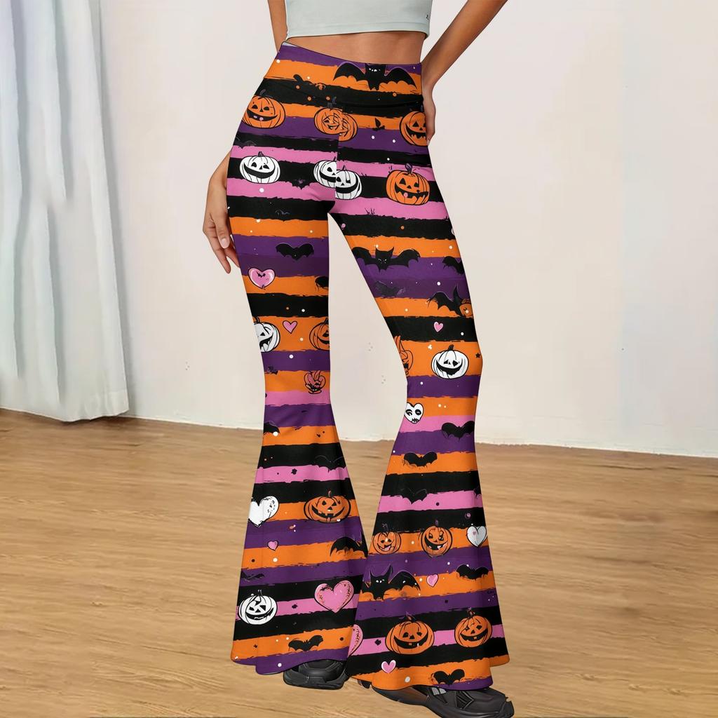 Women's Casual Halloween Print Flared Yoga Pants High Waist Stretchy Comfortable Fit Lightweight Fabric for Everyday Wear