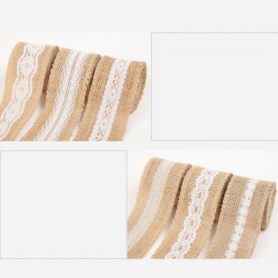 Handmade Retro Clear Texture Burlap Lace Roll Natural White Lace Jute Canvas Roll Home Supplies