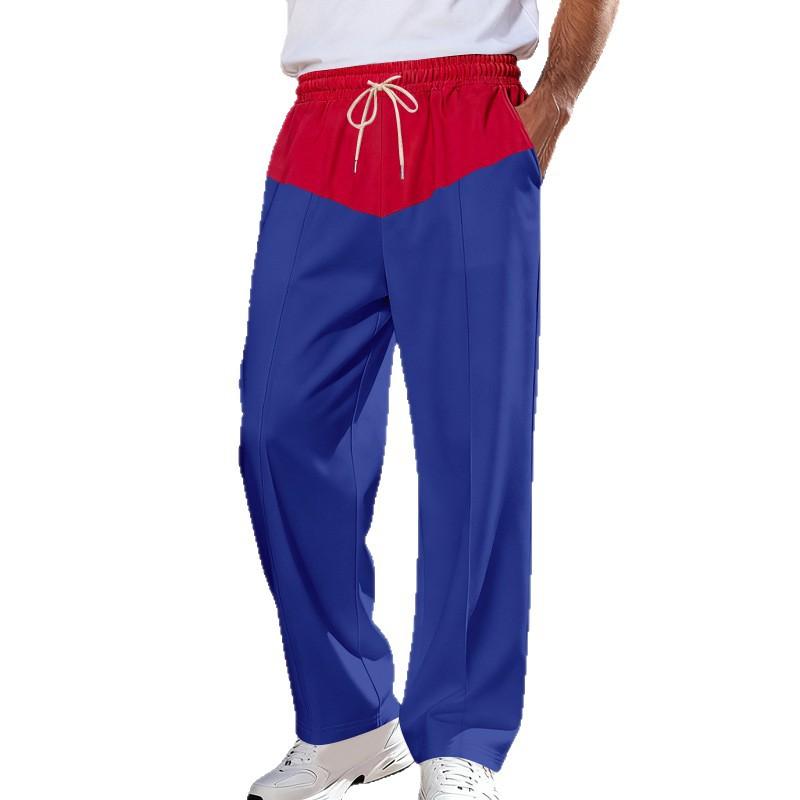 Men's Color Block Drawstring Pants Loose Fit Casual Daily Wear Multi-Color Options