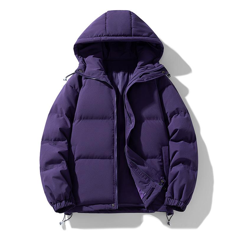 Herbst- und Winter-Einfarbiger Kapuzen-Baumwollmantel für Herren und Damen, Trendiger Verdickter Baumwollmantel im Hongkong-Stil, Warme Jacke, Studenten-Brotmantel