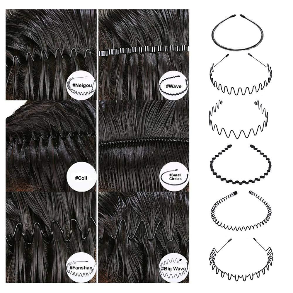 6pcs Metal Headband For Men Women Fashion Hair Bands Outdoors Sports Non Slip Smooth Elastic Teeth Comb Unisex Hair Accessories