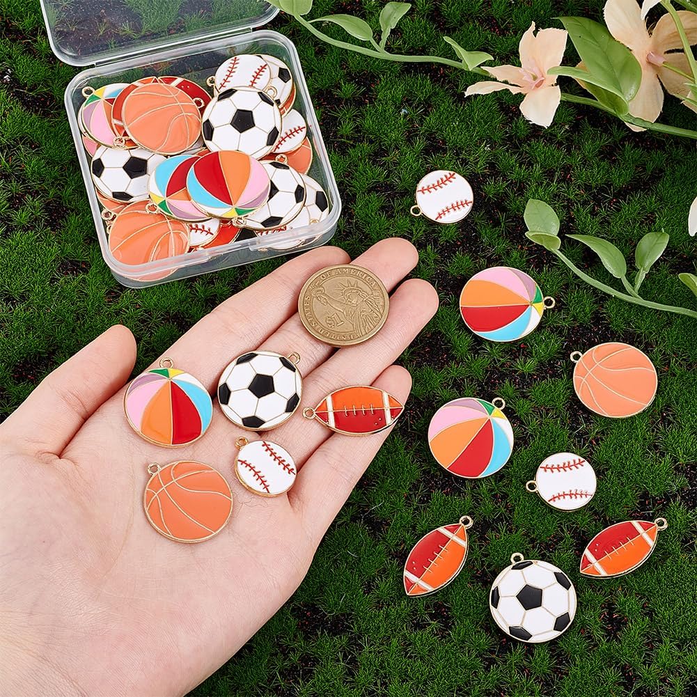 PH PandaHall Ball Charms - 40pcs 5 Styles, Metal Pendants for DIY Earrings Necklace Bracelet Crafts Jewelry Keychain Making