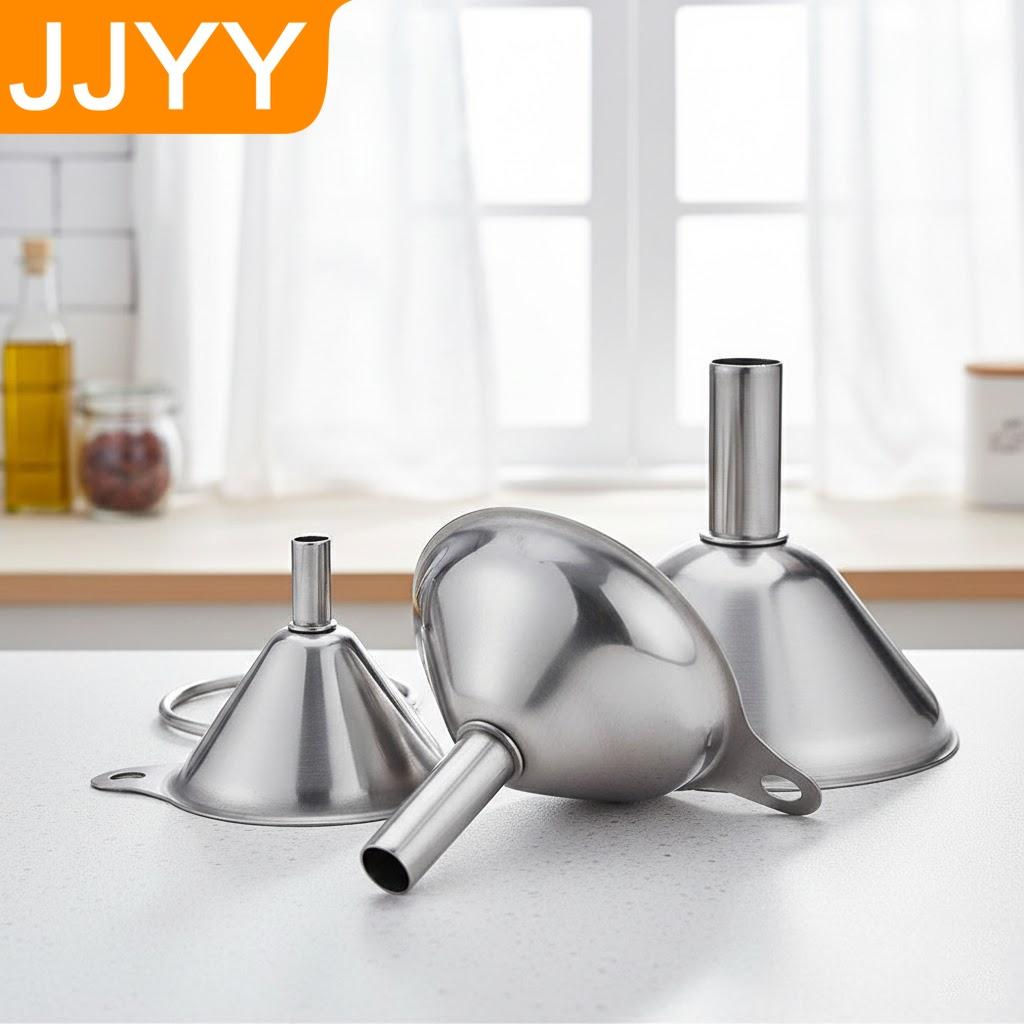 1Set 3Pcs Stainless Steel Mini Funnel Set Ideal for Oil Wine More Integrated Liquid Distributor