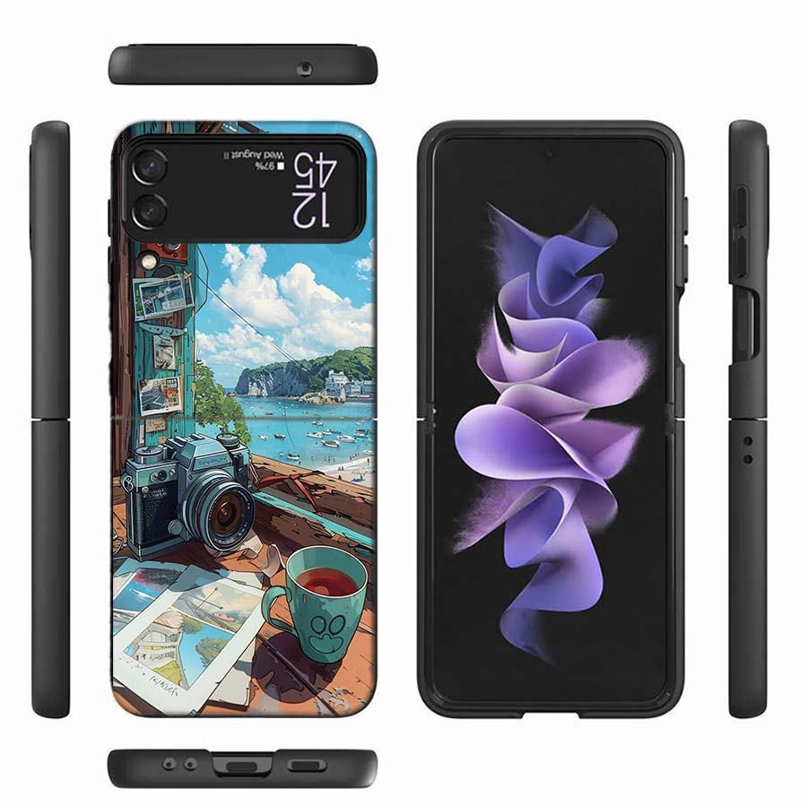 Camera and Souvenirs With Scenery Phone Case For Samsung Z Flip 6 7 5G Z Flip 5 Galaxy Z Flip 3 4 5G ZFlip Shockproof Hard Cover