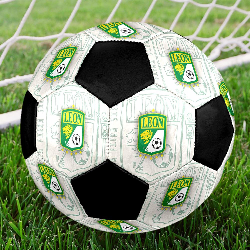 SIZE 5 León FC Soccer Ball Colorful All Ages Machine Stitched PVC Competition Ready Durable High-Bounce