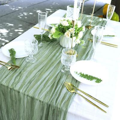 Nordic Pleated Table Runner Textured Gauze Fabric Decorative Tablecloth for Wedding Party Decor Wrinkle Napkins Placemats Elegant Photography Backdrop