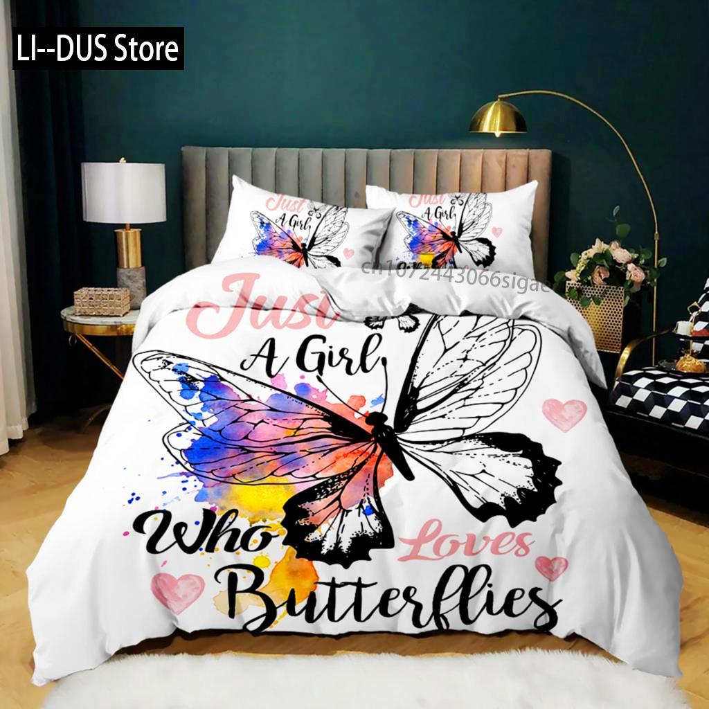 Cartoon Duvet Cover Set Howling Wolf In The Moonlit Night Bedding Set Polyester Just A Girl Who Loves Wolves Pattern Quilt Cover