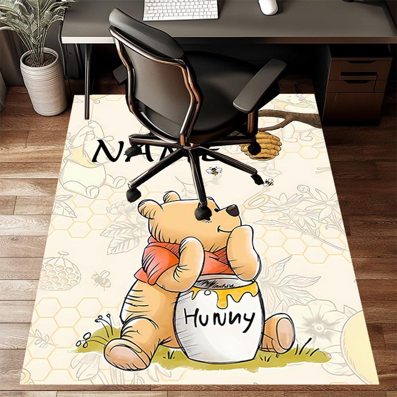 Custom Winnie Mat Personalized Name, Polyester Washable Indoor Entryway Rug, Gift for Christmas, Easter, Thanksgiving Day