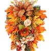 Maple Leaves Swag Wreath Fall Autumn Artificial Peony Sunflower Flower Teardrop Wreath Front Door Festival Decor