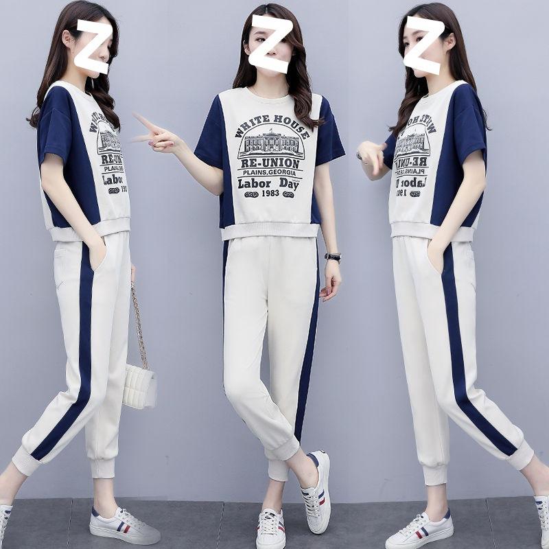 Spring and Summer Short-sleeved Sportswear Fashion Casual Two-piece Suit for Women with Western Style