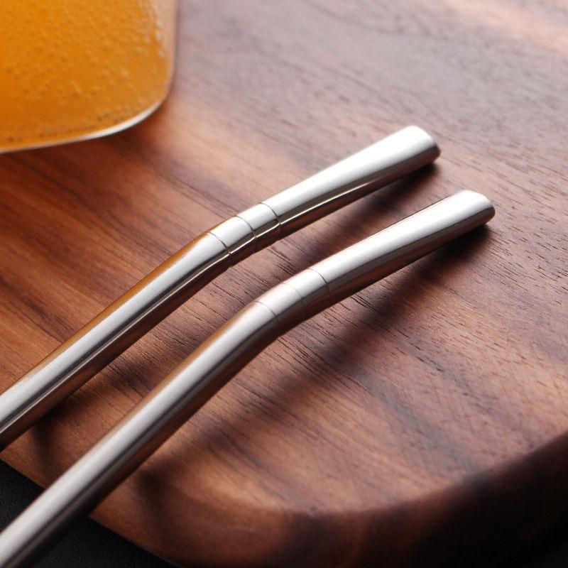 304 Stainless Steel Straw Spoon Mixing Spoon Detachable Cleaning Straw Drinking Tube Juice Milk Tea Filtering Straw