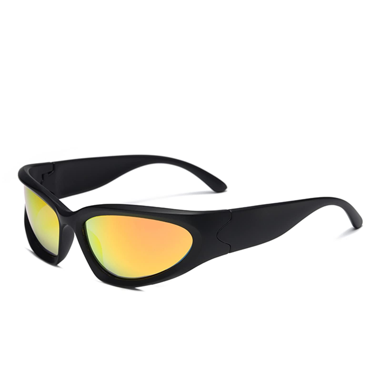 

SHEEN KELLY Polarized Surround Mirrored Swift Oval Sports Y2K Eyewear Men s Sunglasses, Women s Sunglasses, Black/Silver, (Yellow)