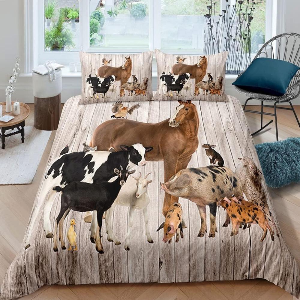 

животный узорМилый пододеяльник с уткой Комплект постельного белья 3 предмета Подростковый для мальчиков и девочек Микрофибра Комплект украшение комнаты взрослыйпододеяльник 90x200cm