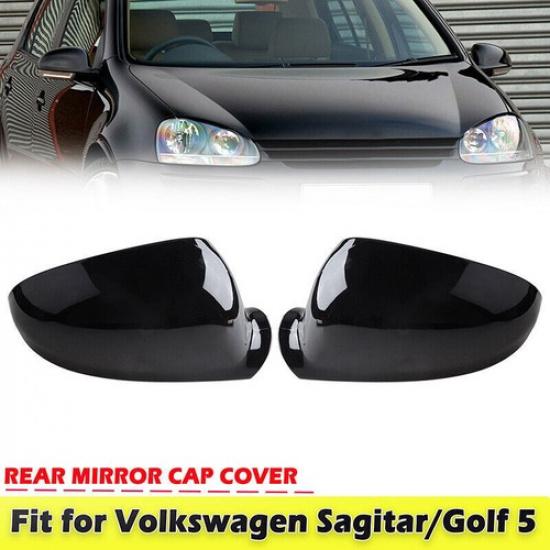 For VW Golf MK5 R32 GTI Jetta Passat Rearview Side Mirror Cover Cap Glossy Black