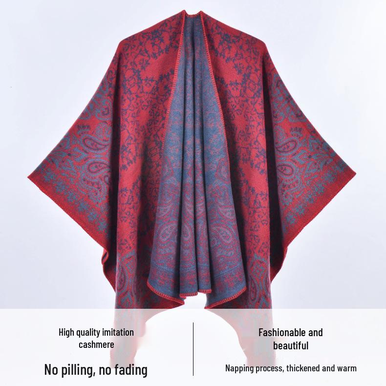 Ethnic Retro Paisley Travel Shawl: Thick European-American Fashion Cloak Scarf