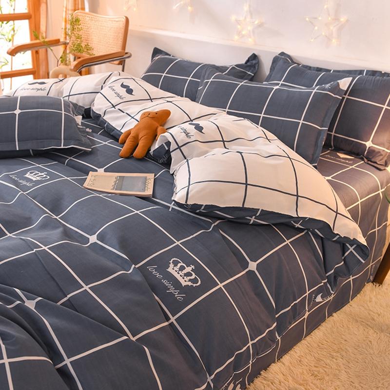 Orange Bedding Set Girls Boys Bed Linen Sheet Plaid Duvet Cover No Filling Single Double Queen King Bedclothes