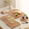 Wooden Serving Platter, Geometric Design Boho Decorative Serving Tray for Fruit, Bread, Vegetables, Multi-use Organizer Tray for Coffee Table, Dinner,