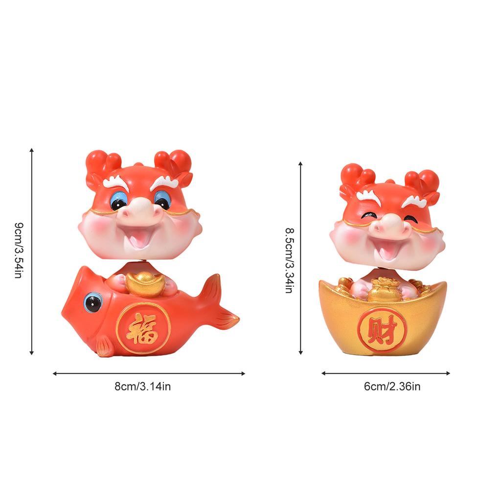 New Year Dragon Mascot Lucky Cartoon Shaking Head Doll Car Interior Decoration Ornament