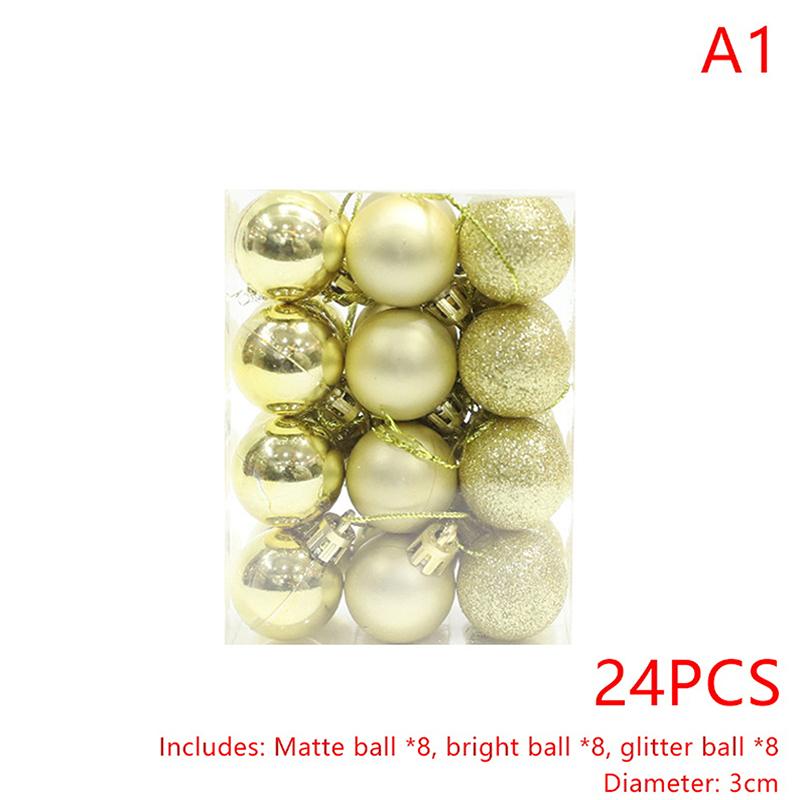 24Pcs 3Cm Christmas Ball Ornaments Xmas Tree Balls Christmas Tree Hanging Pendant Festive Party Supplies Christmas Decor