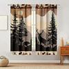 Rustic Wildlife Deer Curtains Polyester Living Room Cabin Decor Holiday Window Darkening Set Of 2 Made With Pole Pocket