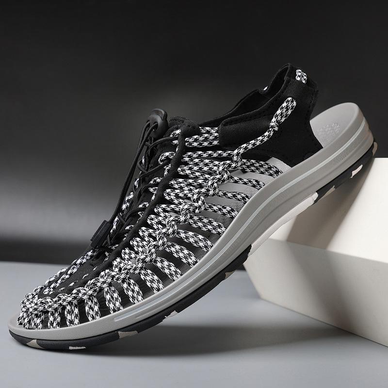Foreign Trade Wish Summer New Woven Sandals Men's Shoes Trend Large Size Outdoor Beach Shoes Multi-color Couple Shoes