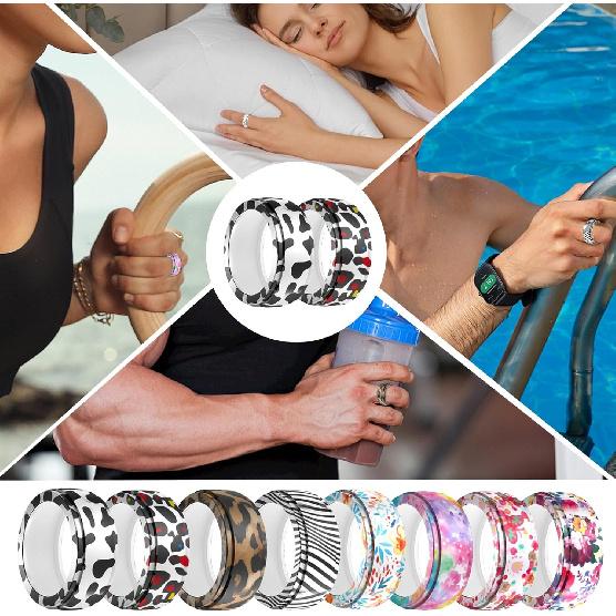 6 Pack Smart Ring Protector Compatible with Oura Ring Gen 3/Samsung Galaxy Ring, Silicone Ring Cover for Working Out, Fashion Patterns -