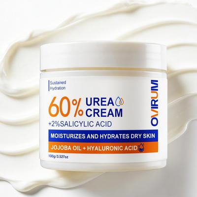 60% Harnstoffcreme für trockene Füße, Hände, Knie, Ellenbogen, Feuchtigkeitsspendend & Weichmachend bei Hornhaut, Nicht fettend, Peelt sanft Schuppen & abgestorbene Haut - 100G