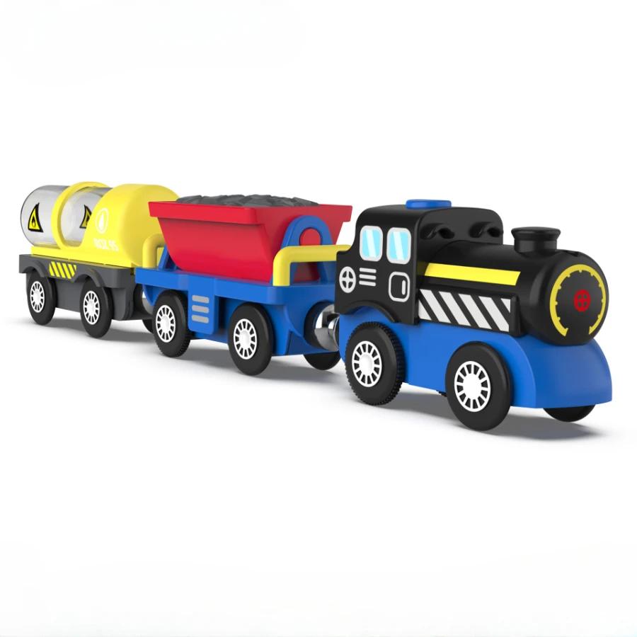 Electric Rail Way Trains Magnetic Car Models Compatible with Wooden Tracks Slot Diecast Railway Motors Educational Toys