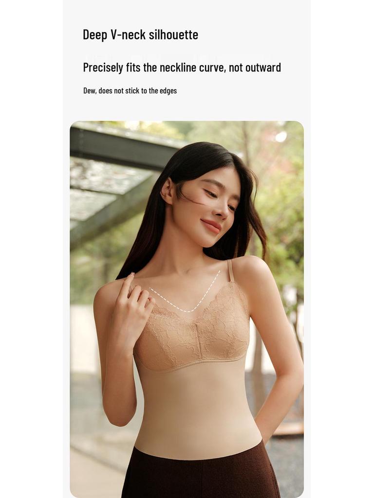 Retro V-Ausschnitt Spitzen-Camisole Push-Up Weste – Französische Mode Vielseitiges Damenoberteil