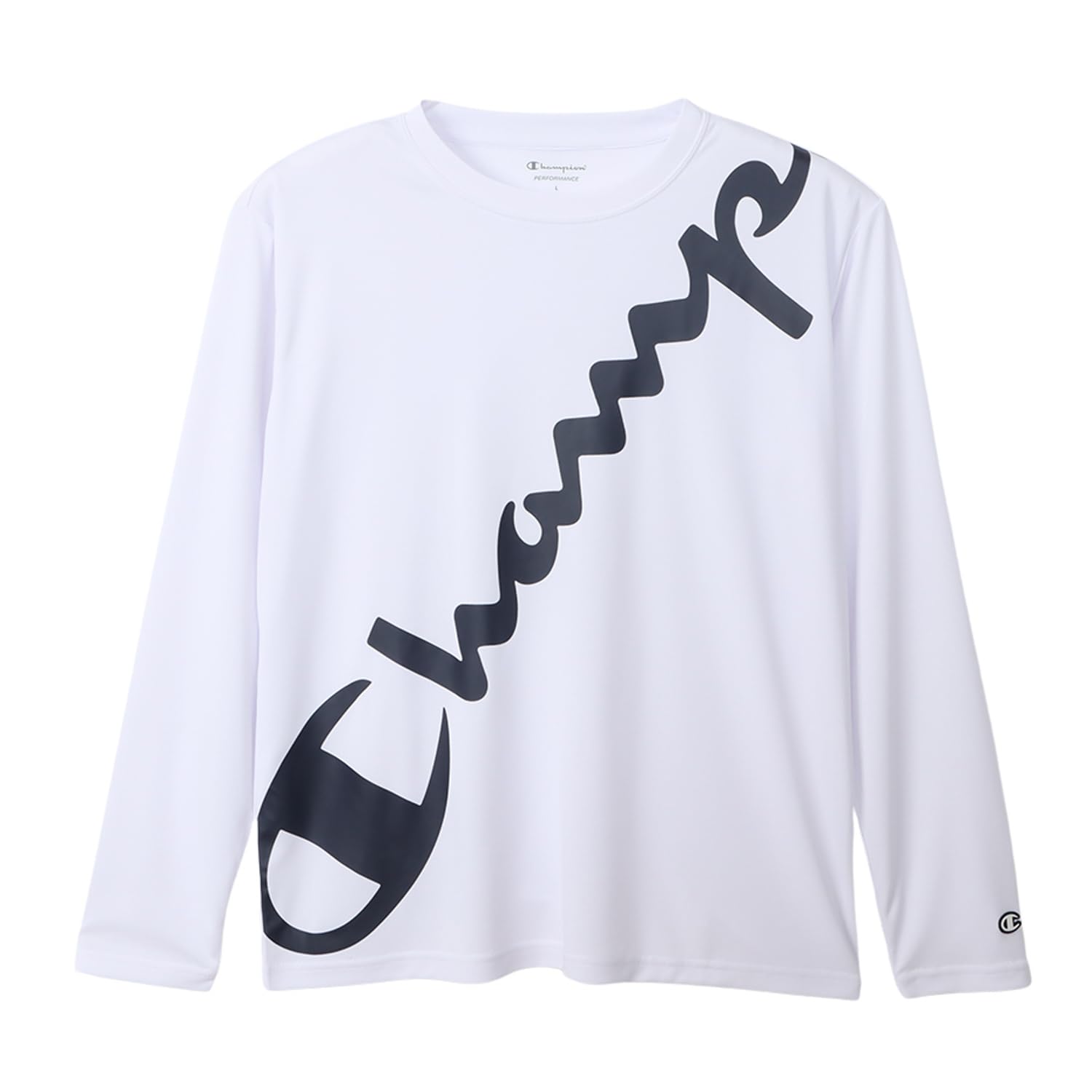 

Champion Long Sleeve Basic Size Round Odor UV Quick Graphic Logo White Men s T-Shirt, Sport, M, C3-AS402, Neck, Antibacterial, Resistant, Protection, белый