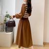 Chic French Style Beaded Faux Two-Piece A-Line Dress