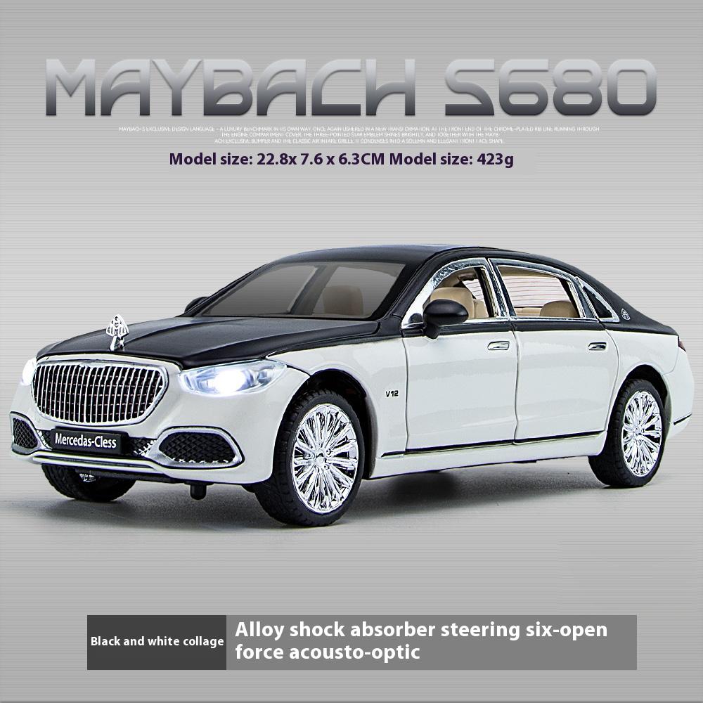 1:24 Mercedes Benz Maybach S680 Luxury Limousine Alloy Diecast Metal Model Sound & Light Children Toy Collection Hobby Boys Gift