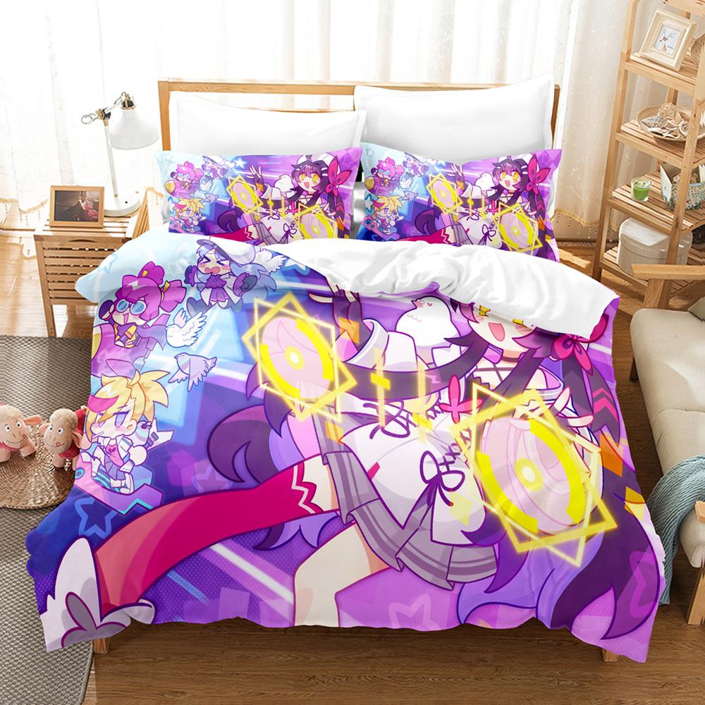 Marija Rin Muse Dash Rhythm Game Duvet Cover Set 3PCS Polyester Bedding With 2 Pillowcases Anime Music Text Art Home Decor