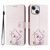 For iPhone 15 Case Pattern Printing Wallet Phone Cover with Strap
