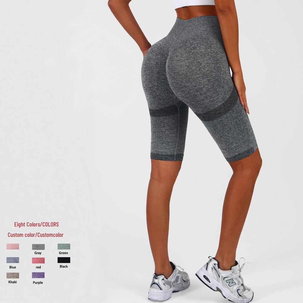 Smiley Face High Waist Butt-Lifting Yoga Capris – Breathable, Stretchy & Quick-Drying Women's Fitness Shorts