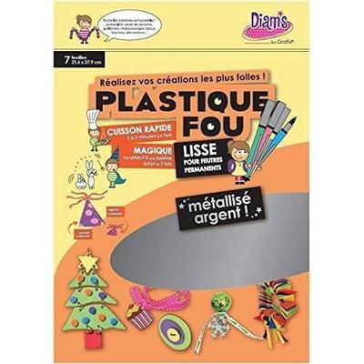 Shrink Plastic - DIAM'S - DI42256 - Silver - Set of 7 Sheets - Shrinks After Baking