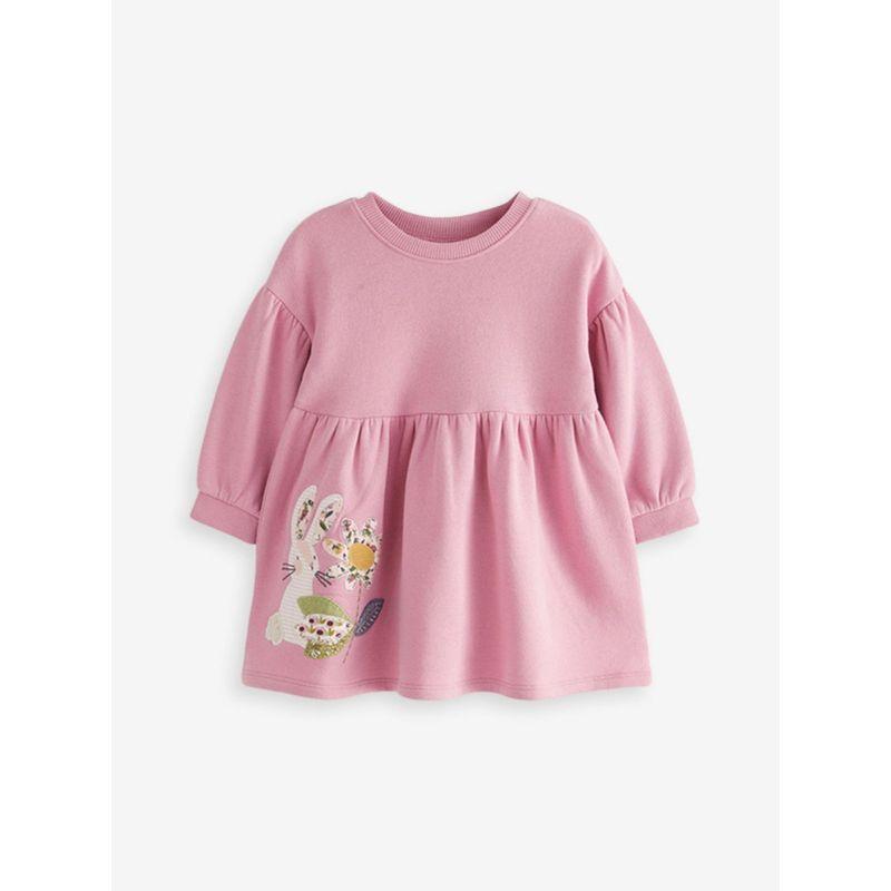 Girls' Floral Dress Autumn 2025 New Stylish Children's Pink Sweatshirt Dress Baby Spring and Autumn Princess Dress