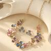 Morandi Color Glazed Flower Necklace Set French Enamel Floral Necklace and Earring Set Women's Versatile Jewelry Set