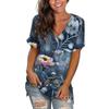 Summer V-neck 3D Coconut Tree Flowers Printed Top Fashionable Casual Short Sleeved Women's T-shirts